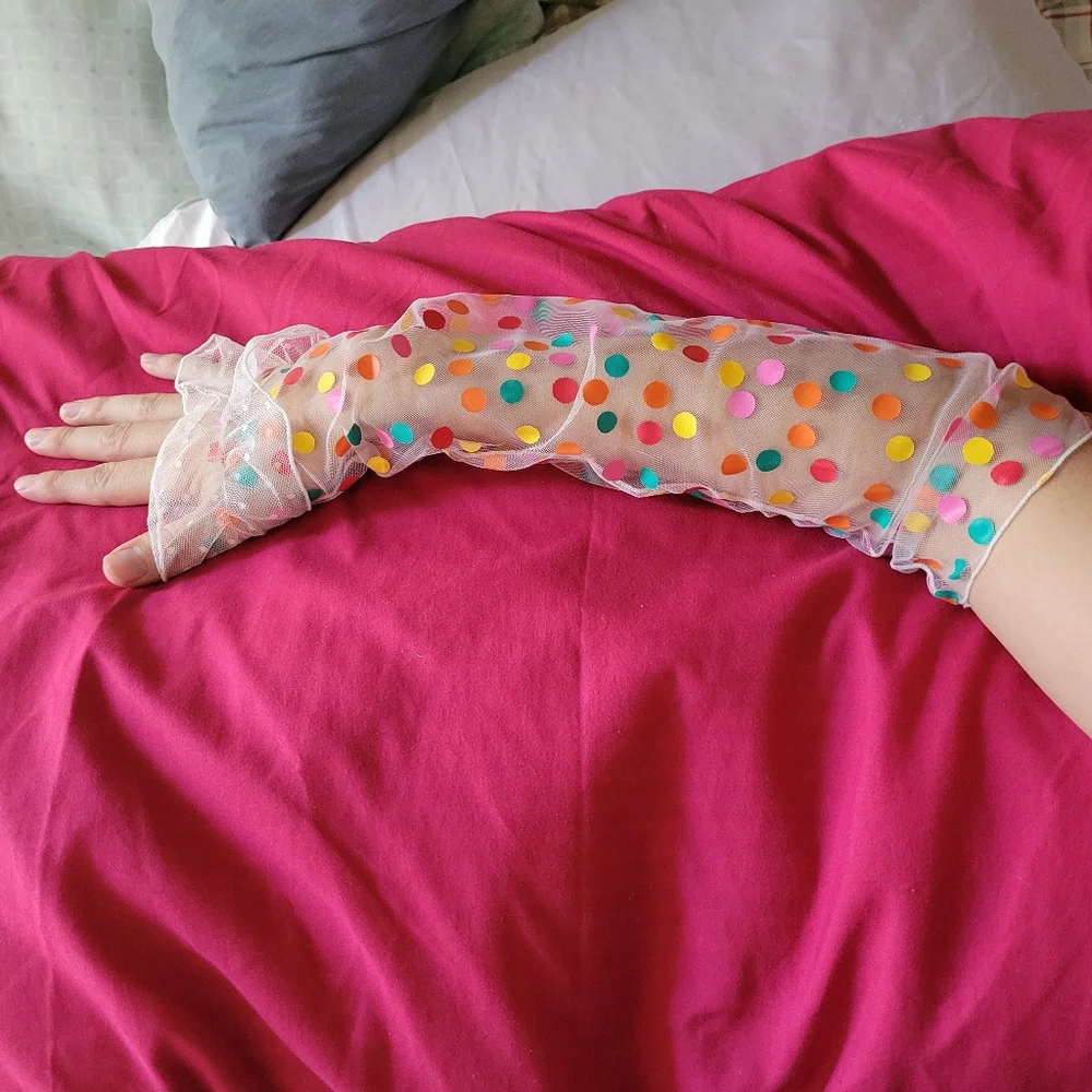 Colorful Polka Dot Sheer Arm Sleeves